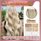 28'' Sewing Weft Hair Extensions  2 Strips Standard Full Head  (Blond）