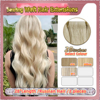 28'' Sewing Weft Hair Extensions  2 Strips Standard Full Head  (Blonde）