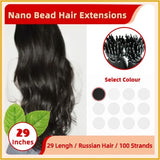 29" #1B 100 Strands Virgin Hair Nano Bead Hair Extensions