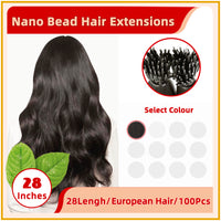 28" #1B 100 Strands Virgin Hair  Nano Bead Hair Extensions