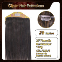 20'' Russian Hair On Darker Range Clip In Hair Extensions 3 Pieces 21 Clips Standard Full Head  24