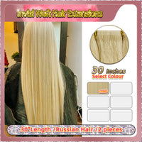 30'' Invisi Weft Hair Extensions  2 Strips Standard Full Head  (Blonde）