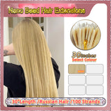 30" Nano Bead Hair Extensions 100 Stands Full Head (Blonde）