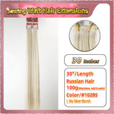 30'' Sewing Weft Hair Extensions  2 Strips Standard Full Head  (Blond）