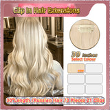 30'' Clip In Hair Extensions 3 Rows 21 Clips Standard Full Head（Blond）