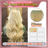 30'' Russian Hair On Blonde Range Skin Tape Hair Extensions  40 PCs  Standard Full Head  28
