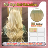 30''  Skin Tape Hair Extensions  40 PCs  Standard Full Head (Blonde）
