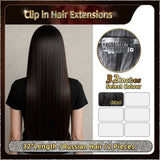 32'' Ombre Clip In Hair Extensions 3 Pieces 21 Clips Standard Full Head(Dark Brown To Blond）