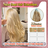 22" Nano Bead Hair Extensions 100 Stands Full Head (Blond）