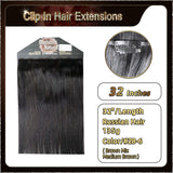 32'' Ombre Clip In Hair Extensions 3 Pieces 21 Clips Standard Full Head(Dark Brown To Blond）