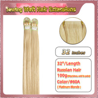 32'' Sewing Weft Hair Extensions  2 Strips Standard Full Head  (Blonde）