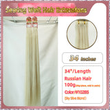 34'' Sewing Weft Hair Extensions  2 Strips Standard Full Head  (Blond）