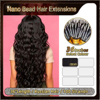 36'' Russian Hair On Darker Range Nano Bead Hair Extensions  100 Strands Standard Full Head  24