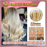 22" Nano Bead Hair Extensions 100 Stands Full Head (Blond）