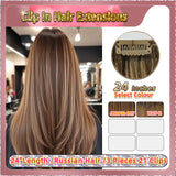 24'' Clip In Hair Extensions 3 Rows 21 Clips Standard Full Head（Blond）