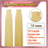18'' Russian Hair On Blonde Range Genius Weft Hair Extensions 2 Strips Standard Full Head 26