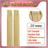 25'' Russian Hair On Blonde Range Invisi Weft Hair Extensions 2 Strips Standard Full Head  26