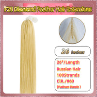 26'' Russian Hair  On Blonde Range F28 Diamond Feather Hair Extensions  100 Strands Standard Full Head  26