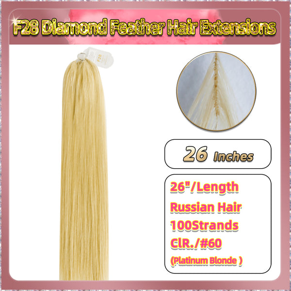 26'' Russian Hair  On Blonde Range F28 Diamond Feather Hair Extensions  100 Strands Standard Full Head  26