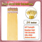 24" Nano Bead Hair Extensions 100 Stands Full Head (Blonde）