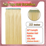 22'' Russian Hair On Blonde Range Skin Tape Hair Extensions 40 PCs Standard Full Head  26