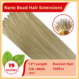 19" 100 Strands Russian Hair Nano Bead Hair Extensions