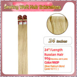 24'' Sewing Weft Hair Extensions  2 Strips Standard Full Head  (Blond）