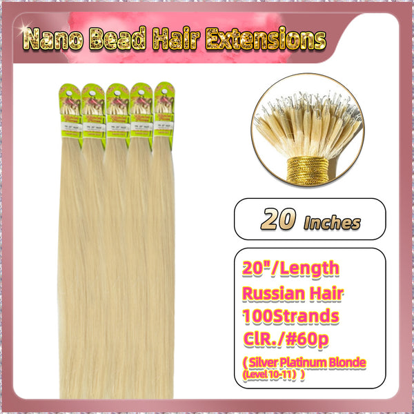20'' Russian Hair On Blonde Range Nano Bead Hair Extensions 100 Strands Standard Full Head  28