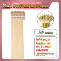 20" Nano Bead Hair Extensions 100 Stands Full Head (Blonde）