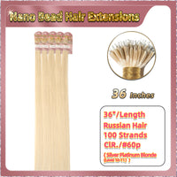 36" Nano Bead Hair Extensions 100 Stands Full Head (Blonde）