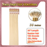 36" Nano Bead Hair Extensions 100 Stands Full Head (Blonde）