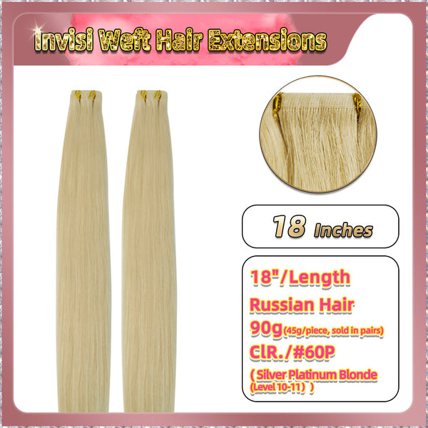 18'' Russian Hair On Blonde Range Invisi Weft Hair Extensions 2 Strips Standard Full Head  28