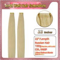22'' Russian Hair On Blonde Range Invisi Weft Hair Extensions 2 Strips Standard Full Head  28