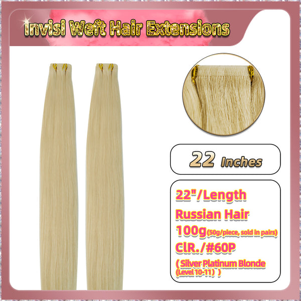22'' Russian Hair On Blonde Range Invisi Weft Hair Extensions 2 Strips Standard Full Head  28