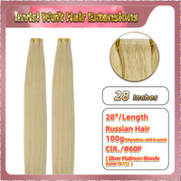 28'' Russian Hair On Blonde Range Invisi Weft Hair Extensions 2 Strips Standard Full Head  28