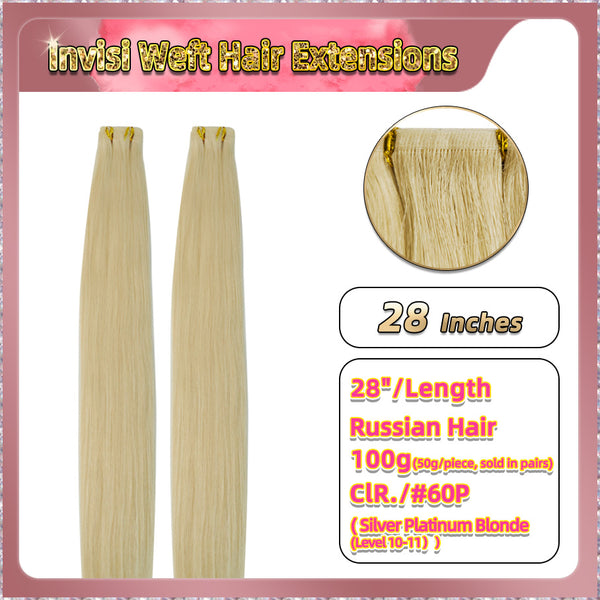 28'' Russian Hair On Blonde Range Invisi Weft Hair Extensions 2 Strips Standard Full Head  28