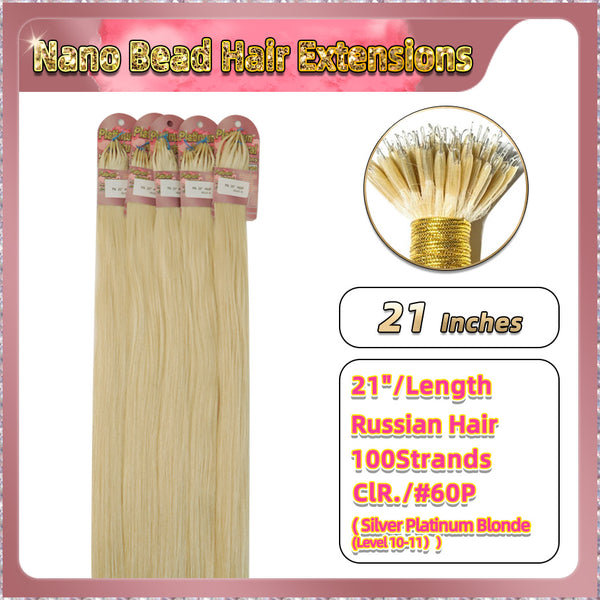 21'' Russian Hair On Blonde Range Nano Bead Hair Extensions 100 Strands Standard Full Head  28