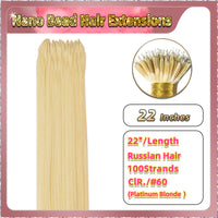 22'' Russian Hair On Blonde Range Nano Bead Hair Extensions 100 Strands Standard Full Head  26
