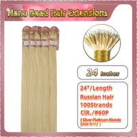 24'' Russian Hair On Blonde Range Nano Bead Hair Extensions 100 Strands Standard Full Head  28