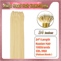 24'' Russian Hair On Blonde Range Nano Bead Hair Extensions Standard Full Head  26