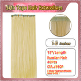18'' Russian Hair On Blonde Range Skin Tape Hair Extensions  40 PCs  Standard Full Head  28