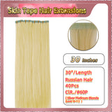 30'' Russian Hair On Blonde Range Skin Tape Hair Extensions  40 PCs  Standard Full Head  28