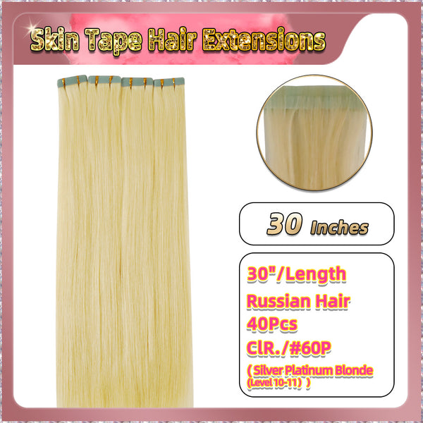 30'' Russian Hair On Blonde Range Skin Tape Hair Extensions  40 PCs  Standard Full Head  28