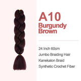 Jumbo Braiding Hair 60cm Hair Extensions Kanekalon Braid Synthetic Crochet Fiber A10 Burgundy Brown