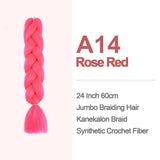Jumbo Braiding Hair 60cm Hair Extensions Kanekalon Braid Synthetic Crochet Fiber A14 Rose Red