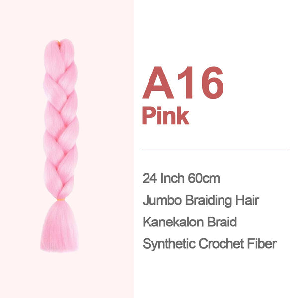 Jumbo Braiding Hair 60cm Hair Extensions Kanekalon Braid Synthetic Crochet Fiber A16 Pink