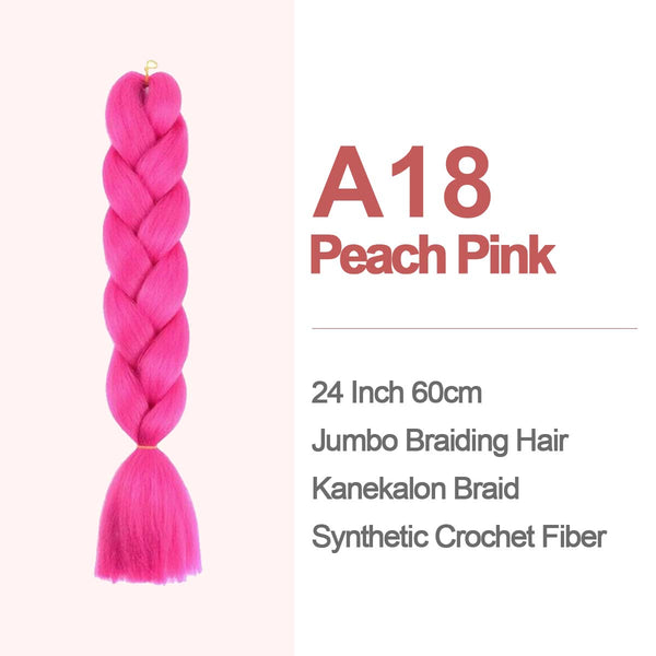Jumbo Braiding Hair 60cm Hair Extensions Kanekalon Braid Synthetic Crochet Fiber A18 Peach Pink