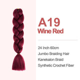 Jumbo Braiding Hair 60cm Hair Extensions Kanekalon Braid Synthetic Crochet Fiber A19 Wine Red