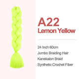 Jumbo Braiding Hair 60cm Hair Extensions Kanekalon Braid Synthetic Crochet Fiber A22 Lemon Yellow