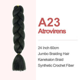 Jumbo Braiding Hair 60cm Hair Extensions Kanekalon Braid Synthetic Crochet Fiber A23 Atrovirens